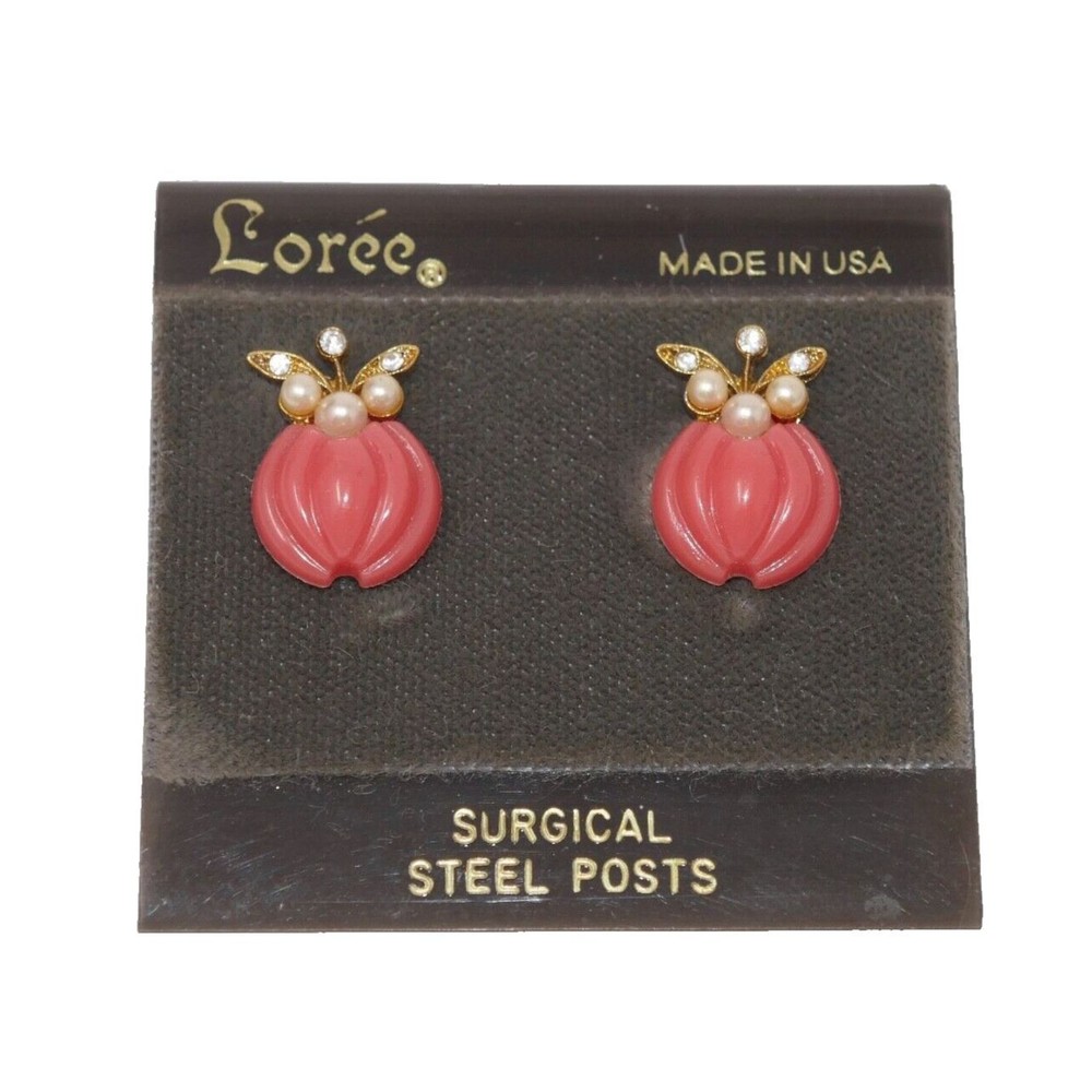 Loree Coral Gold Tone Faux Pearl Earrings